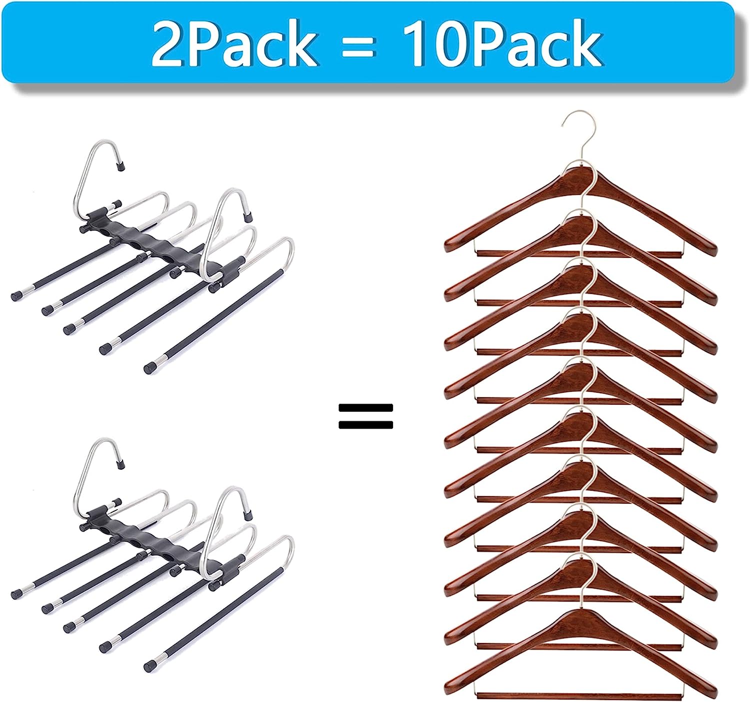 UrbanStorie® 5 Layer Hanger, Space Saving Non-Slip Clothes Organizer for Closet