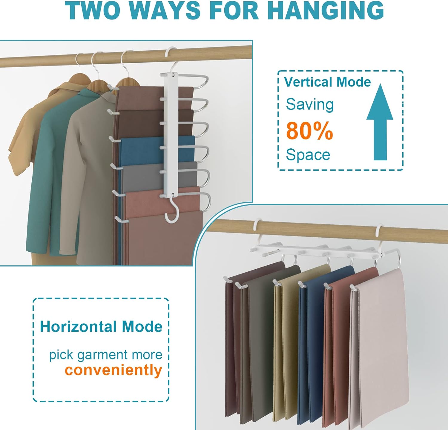 UrbanStorie® 5 Layer Hanger, Space Saving Non-Slip Clothes Organizer for Closet