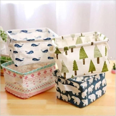 Canvas Fabric Basket with Handle (Pack Of 4)