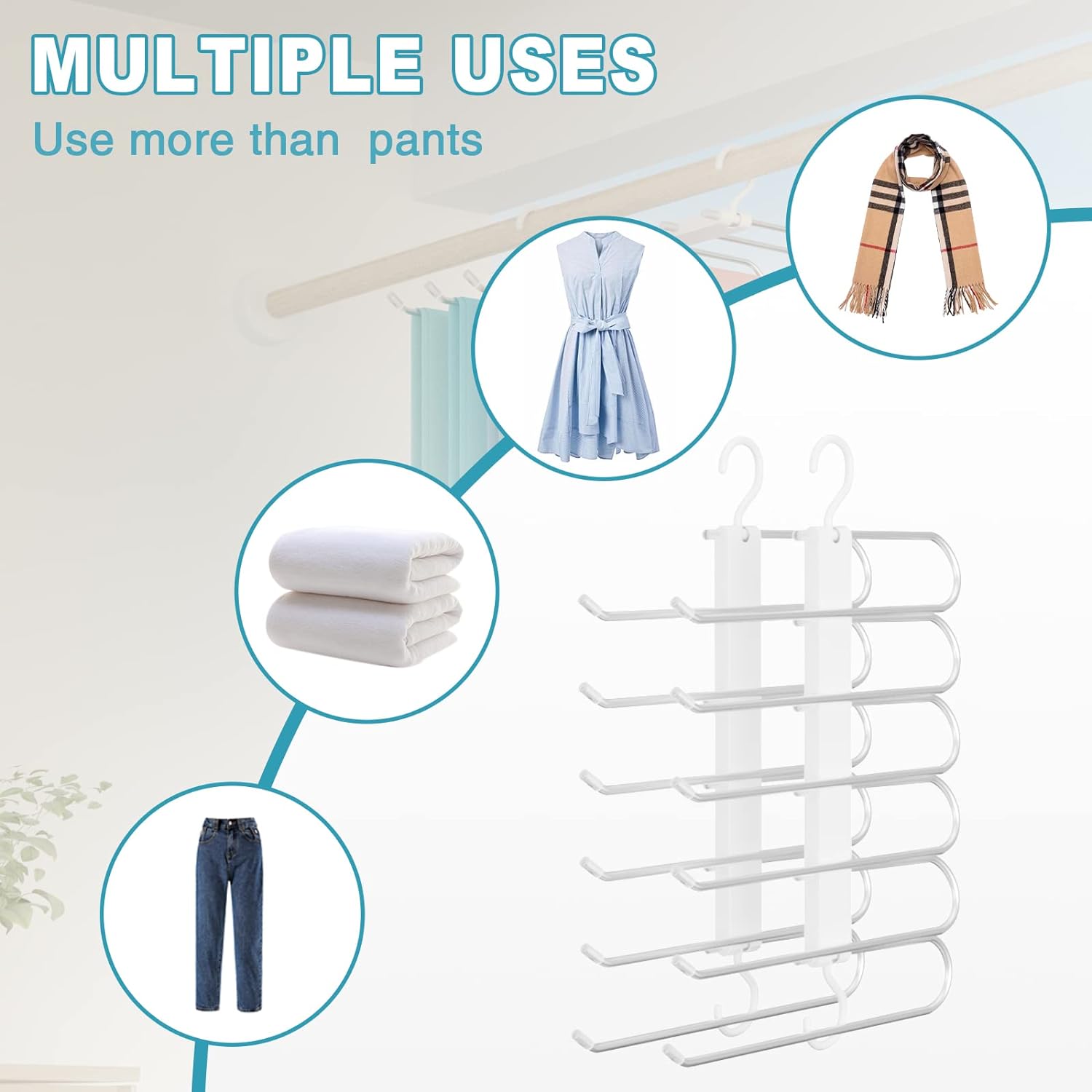 UrbanStorie® 5 Layer Hanger, Space Saving Non-Slip Clothes Organizer for Closet