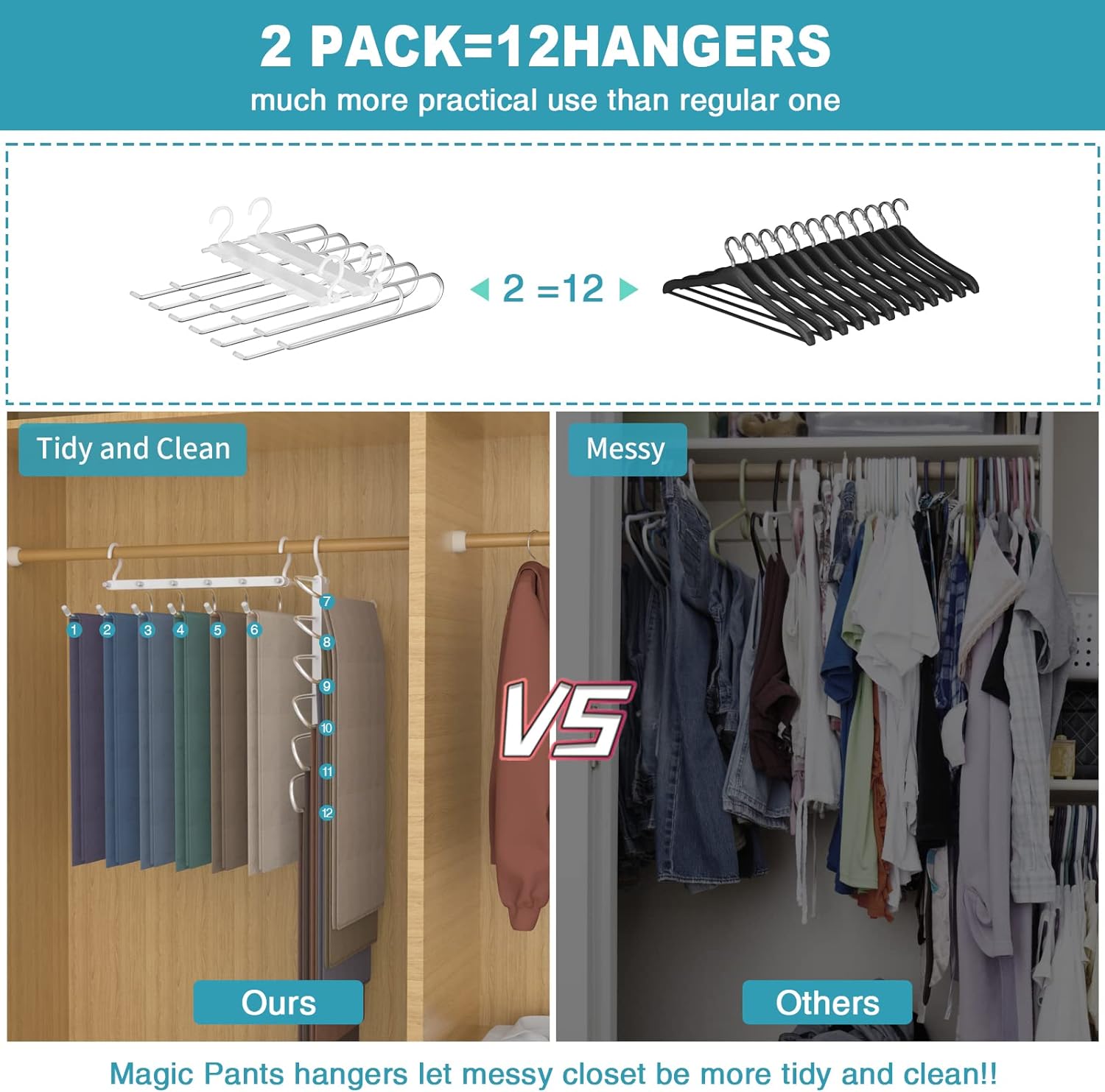 UrbanStorie® 5 Layer Hanger, Space Saving Non-Slip Clothes Organizer for Closet