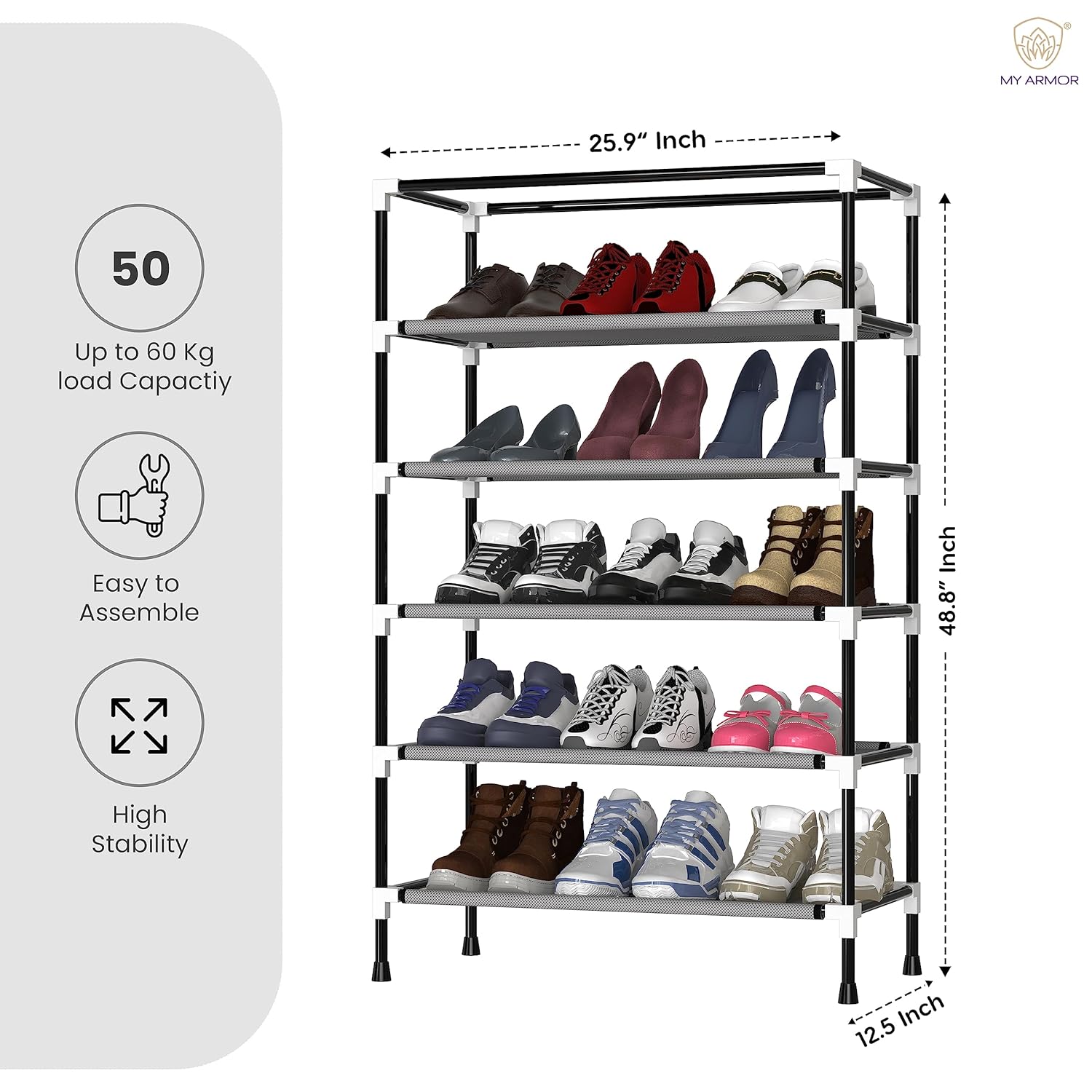 UrbanStorie 5 Shelves Shoe Rack with Dustproof Zip Cover.