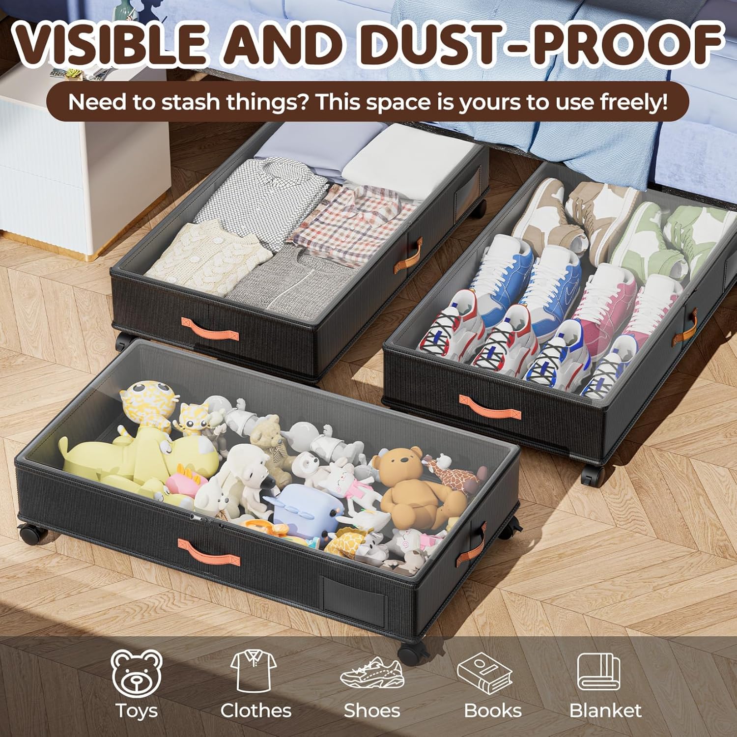 UrbanStorie® Underbed Storage Organiser, Store your Clothes, Shoes, Sarees, Blankets, Winter Items.