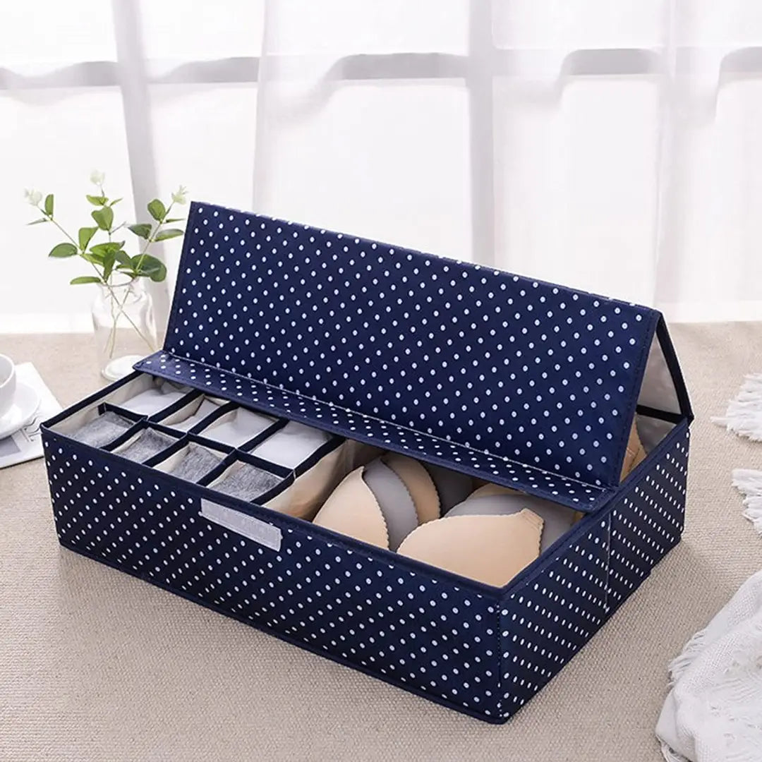 16+1 Compartment Cell Foldable Storage Box Organizer Closet Storage (44 x 28 x 12cm) Dark Polka
