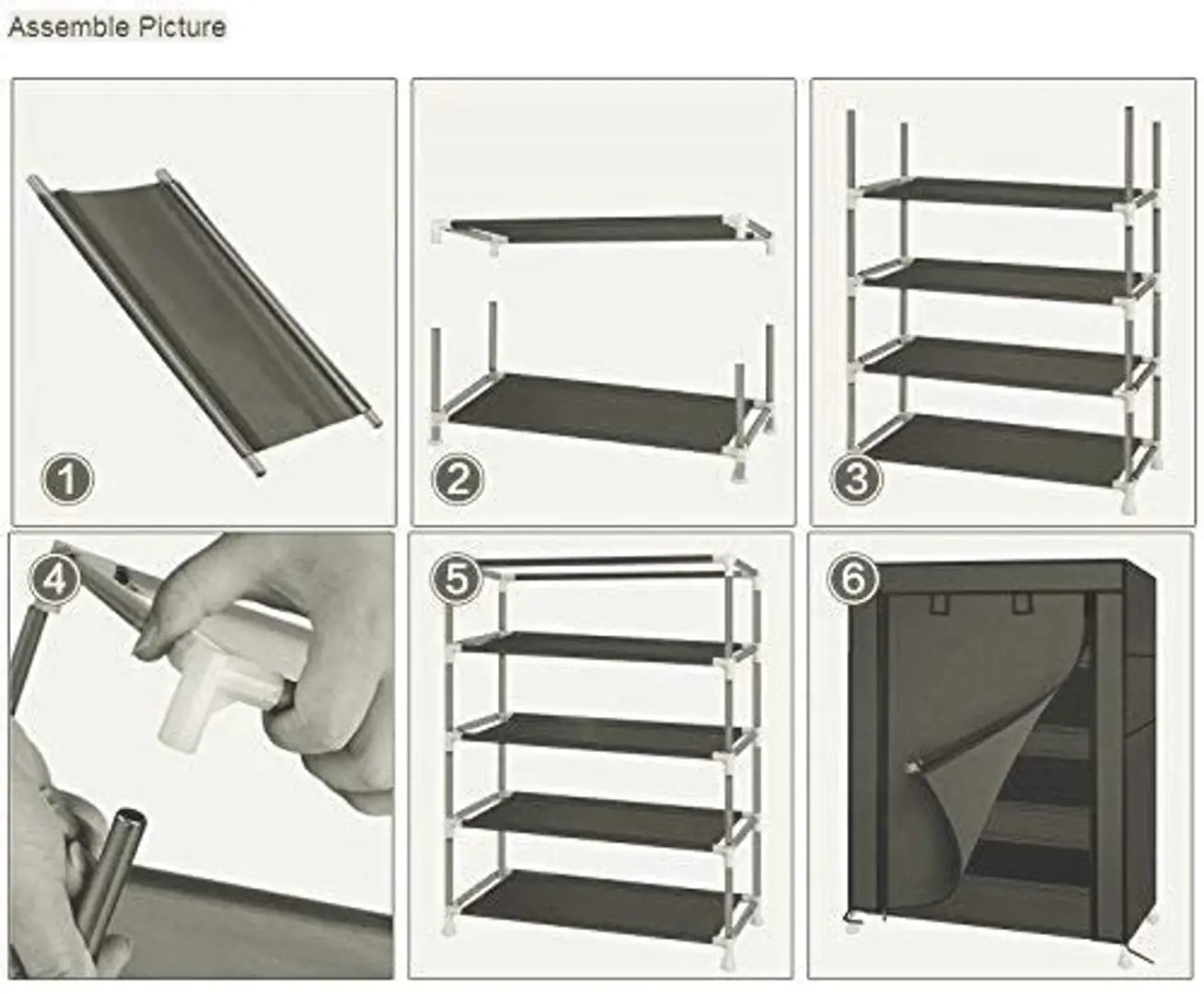 5 Shelves Grey Shoe Rack