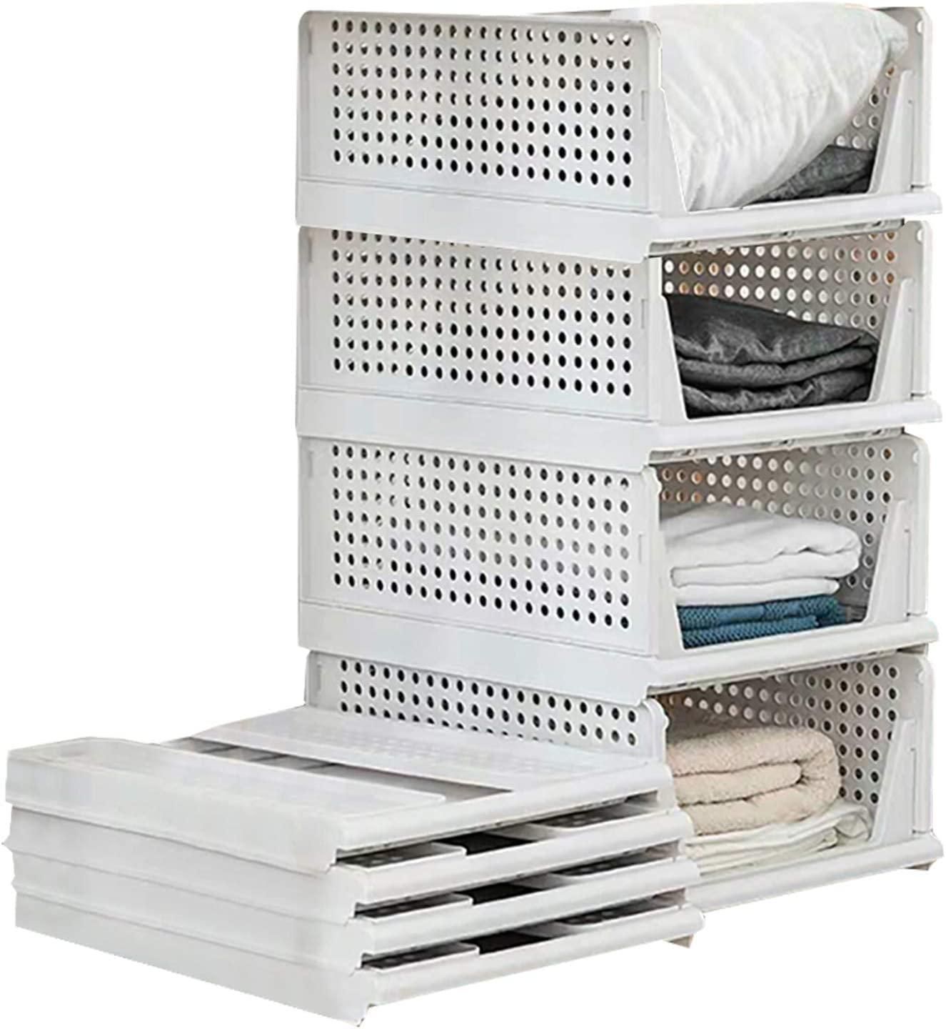 Folding Wardrobe Storage Box Plastic Drawer Organizer (Pack of 4)