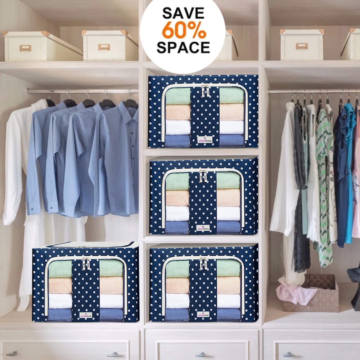 UrbanStorie® Wardrobe Storage Boxes, Store your Clothes, Sarees, Blankets, Winter Items.