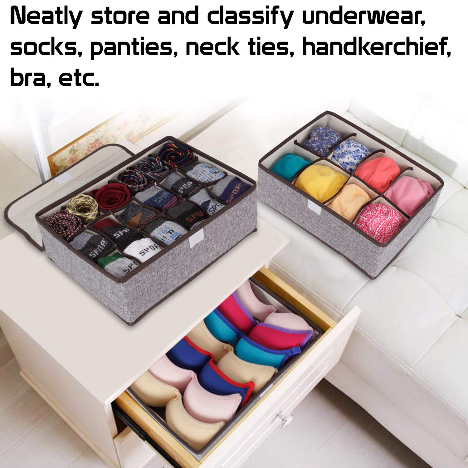 UrbanStorie® Closet Organizer and Storage Drawer Dividers for Underwear Bra Socks etc. (3 Pcs Set)