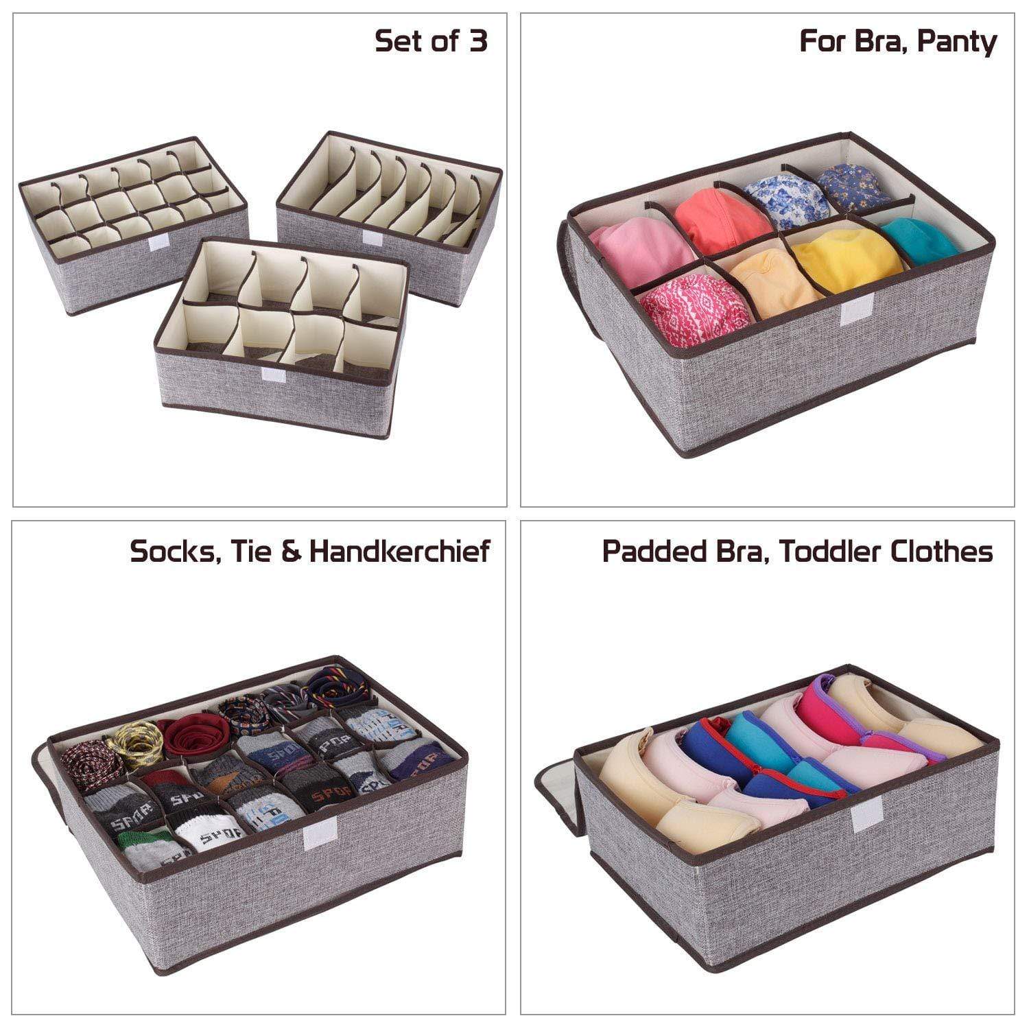 UrbanStorie® Closet Organizer and Storage Drawer Dividers for Underwear Bra Socks etc. (3 Pcs Set)