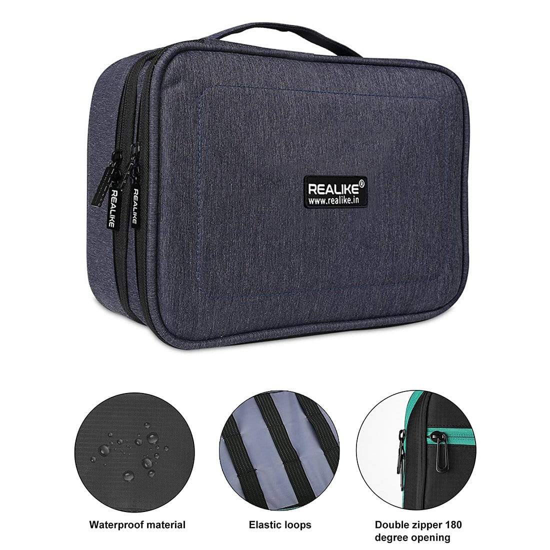 Electronic Organizer, Double Layer Travel Accessories Storage Bag for Cord, Adapter, Battery, Camera and More - Fit for iPad or up to 9.7" Tablet