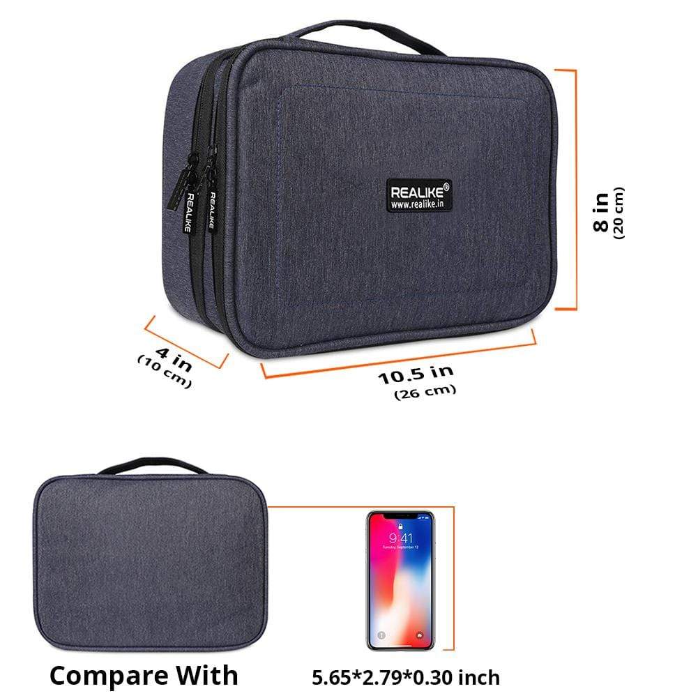 Electronic Organizer, Double Layer Travel Accessories Storage Bag for Cord, Adapter, Battery, Camera and More - Fit for iPad or up to 9.7" Tablet