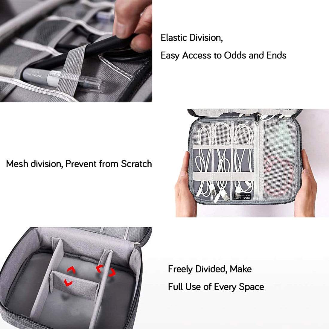 Electronic Organizer, Double Layer Travel Accessories Storage Bag for Cord, Adapter, Battery, Camera and More - Fit for iPad or up to 9.7" Tablet