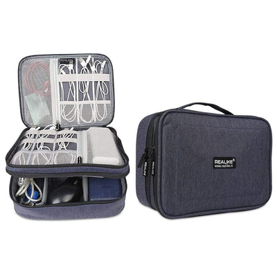 Electronic Organizer, Double Layer Travel Accessories Storage Bag for Cord, Adapter, Battery, Camera and More - Fit for iPad or up to 9.7