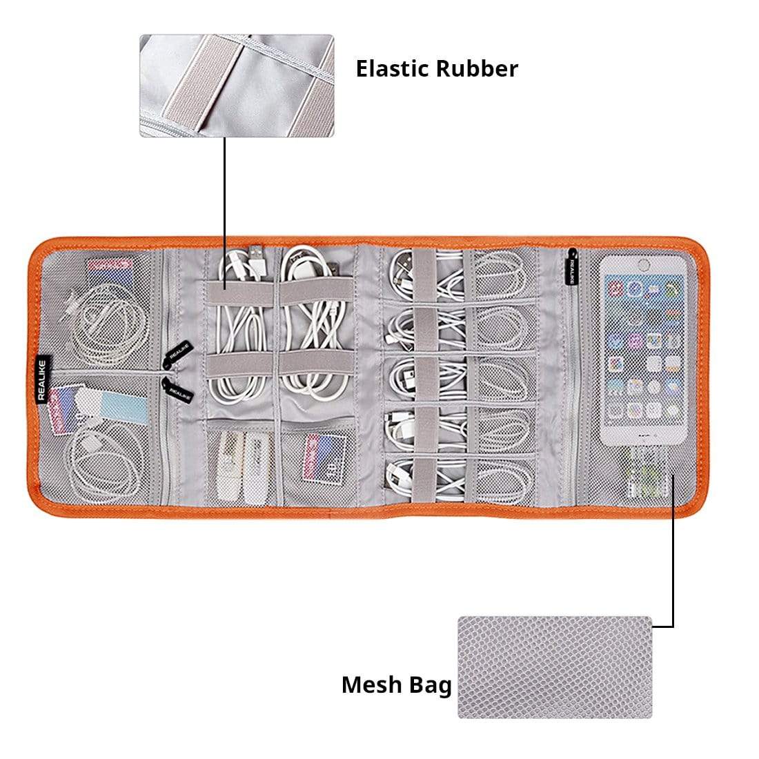 Travel Electronics Organizer, 4 Folders Electronic Accessories Organizer for Cord, Hard Drive, Earphone, Power Bank and Others